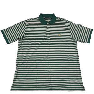 Masters Collection Mens Golf Shirt Green White Striped Augusta National M
